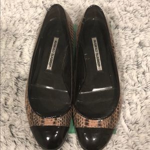PATENT SNAKESKIN MANOLO BLAHNIK FLATS